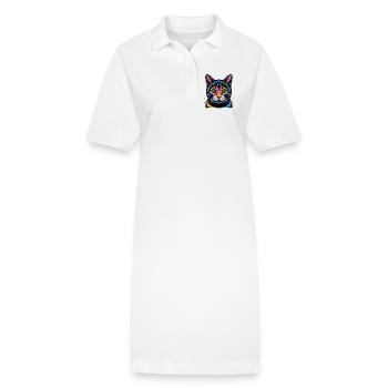 Look néon Pop Art Pop Art Coloré - Robe polo bio PAIGER Stanley/Stella Femme - blanc - Devant