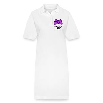 Knalliger Gamer Life Controller - Stanley/Stella Frauen Bio-Polokleid PAIGER - Weiß - Vorne