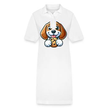Süßer Beagle Hund süße Kekse Nachtisch - Stanley/Stella Frauen Bio-Polokleid PAIGER - Weiß - Vorne