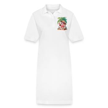 Flamingo On Summer Vacation Holiday Getaway - Stanley/Stella PAIGER Organic Women’s Polo Dress - white - Front