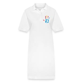 bunter Handabdruck mit verschiedene Formen - Stanley/Stella Frauen Bio-Polokleid PAIGER - Weiß - Vorne