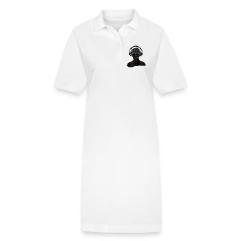 futuristic cyborg creature with headphones - Stanley/Stella PAIGER Organic Women’s Polo Dress - white - Front