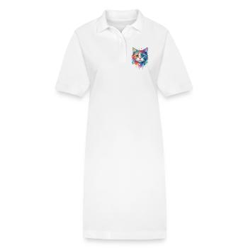 Chat mignon - Robe polo bio PAIGER Stanley/Stella Femme - blanc - Devant