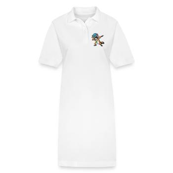 Dabbing Raccoon with Hemp Leaf - Stanley/Stella PAIGER Organic Women’s Polo Dress - white - Front