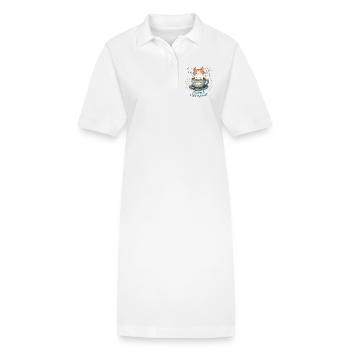 Wecker aufladen, Katzenhumor und Kaffeebecher - Stanley/Stella Frauen Bio-Polokleid PAIGER - Weiß - Vorne