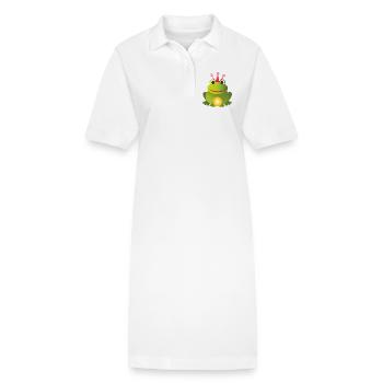 Prince grenouille - avec couronne rose et boule dorée - Robe polo bio PAIGER Stanley/Stella Femme - blanc - Devant