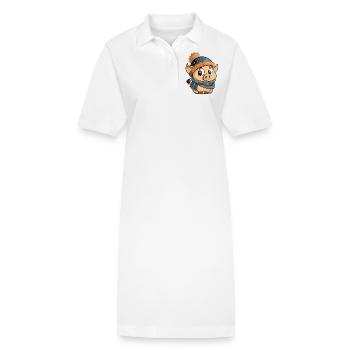 Mignon cochon avec écharpe et chapeau à pompon. - Robe polo bio PAIGER Stanley/Stella Femme - blanc - Devant