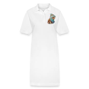 Tortue mignonne avec écharpe et chapeau à pompon. - Robe polo bio PAIGER Stanley/Stella Femme - blanc - Devant