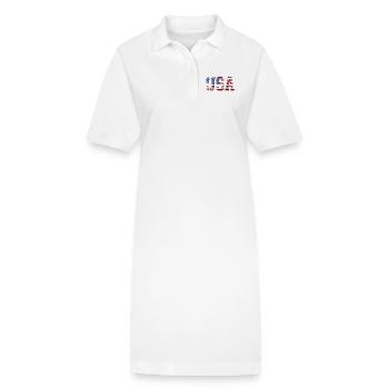 USA Flagge - Stanley/Stella Frauen Bio-Polokleid PAIGER - Weiß - Vorne