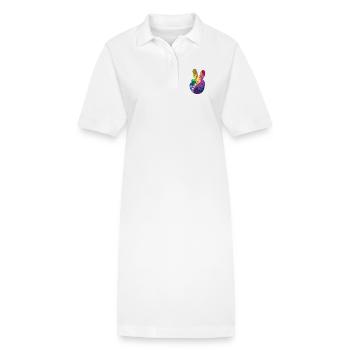 Groovy Tie Dye Peace Hand - Stanley/Stella PAIGER Organic Women’s Polo Dress - white - Front