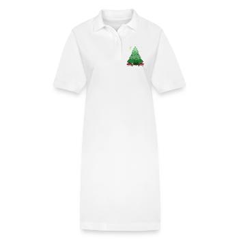 Nacht Sternenhimmel Wald Nadelbaum Tannen Natur - Stanley/Stella Frauen Bio-Polokleid PAIGER - Weiß - Vorne