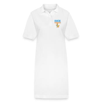 Duck Fiabetes Duck Diabetes Awareness Blue Ribbon - Stanley/Stella PAIGER Organic Women’s Polo Dress - white - Front