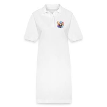 Bunter Gnom mit Farbspritzern - Stanley/Stella Frauen Bio-Polokleid PAIGER - Weiß - Vorne