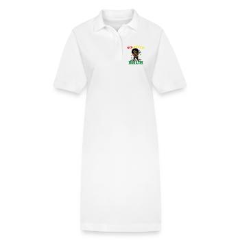 Six Seven Bruh Dabbing Juneteenth Girl Afro Girls - Stanley/Stella PAIGER Organic Women’s Polo Dress - white - Front
