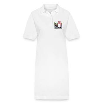 Grillendes gemütliches Schwein - Stanley/Stella Frauen Bio-Polokleid PAIGER - Weiß - Vorne
