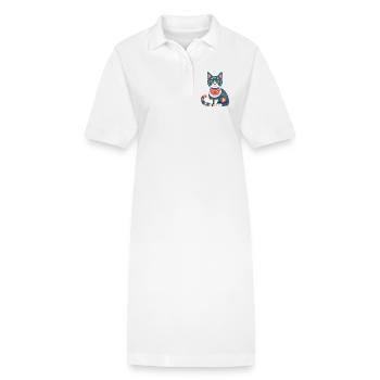 süße Folklore-Katze - Stanley/Stella Frauen Bio-Polokleid PAIGER - Weiß - Vorne