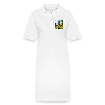 Lachende Bierflasche im Park - Stanley/Stella Frauen Bio-Polokleid PAIGER - Weiß - Vorne