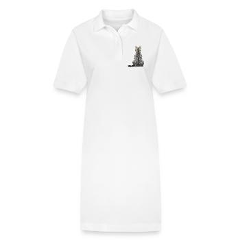 Ägyptische Mau-Katze - Stanley/Stella Frauen Bio-Polokleid PAIGER - Weiß - Vorne