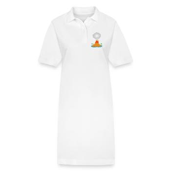 Volcan, éruption, île volcanique, lave, palmiers, montagne - Robe polo bio PAIGER Stanley/Stella Femme - blanc - Devant