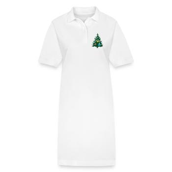 Sapin avec boules de Noël forêt de sapins Noël - Robe polo bio PAIGER Stanley/Stella Femme - blanc - Devant