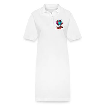 Chien teckel avec des ballons - Robe polo bio PAIGER Stanley/Stella Femme - blanc - Devant