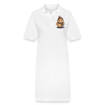 Niedliches Entchen mit Schal und Pudelmütze. - Stanley/Stella Frauen Bio-Polokleid PAIGER - Weiß - Vorne