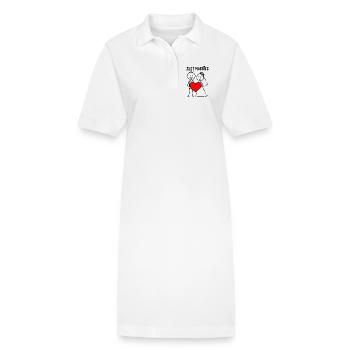 Couple de mariage Cartoon Heart Fraîchement marié - Robe polo bio PAIGER Stanley/Stella Femme - blanc - Devant