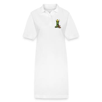 Griffonnage de jardin de bottes en caoutchouc du Roi Grenouille - Robe polo bio PAIGER Stanley/Stella Femme - blanc - Devant