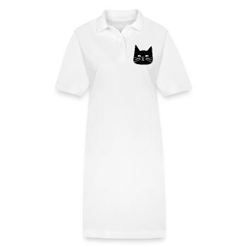 Chats, Dame aux chats, Amoureux des chats, Visage de chat - Robe polo bio PAIGER Stanley/Stella Femme - blanc - Devant