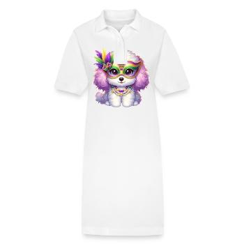Mardi Gras Pudel Design - Stanley/Stella Frauen Bio-Polokleid PAIGER - Weiß - Vorne