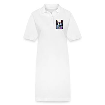 Verrückter Kukken Puppe  Bird mit bunter Frisur  - Stanley/Stella Frauen Bio-Polokleid PAIGER - Weiß - Vorne