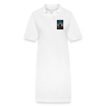Astronaute avec un sabre laser rouge sur un monde extraterrestre - Robe polo bio PAIGER Stanley/Stella Femme - blanc - Devant