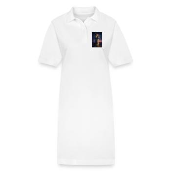 Sternenklare Moai an einem kosmischen Ufer - Stanley/Stella Frauen Bio-Polokleid PAIGER - Weiß - Vorne