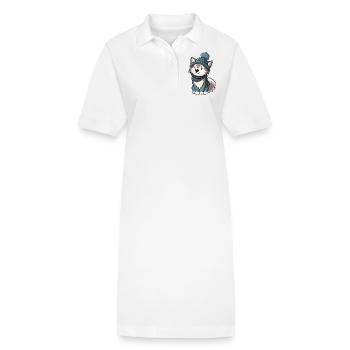 Niedlicher Wolf mit Schal und Pudelmütze. - Stanley/Stella Frauen Bio-Polokleid PAIGER - Weiß - Vorne