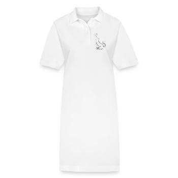 Dessin au trait de chat - Robe polo bio PAIGER Stanley/Stella Femme - blanc - Devant