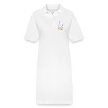 Cathédrale d’Aix-la-Chapelle, français, dessin à la main - Robe polo bio PAIGER Stanley/Stella Femme - blanc - Devant