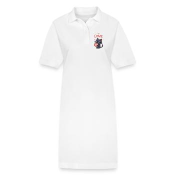Chat Kawaii Coeur Rosé Love - Robe polo bio PAIGER Stanley/Stella Femme - blanc - Devant