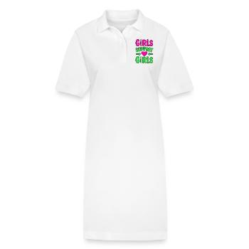 Girls Support Girls Friendship - Stanley/Stella PAIGER Organic Women’s Polo Dress - white - Front
