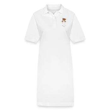 joli nounours dans la poche, poche de chemise imprimée - Robe polo bio PAIGER Stanley/Stella Femme - blanc - Devant