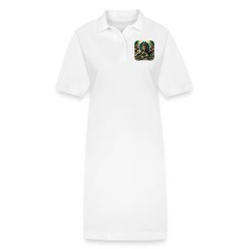 B'alam Jaguargott K'inich Ajaw - Stanley/Stella Frauen Bio-Polokleid PAIGER - Weiß - Vorne