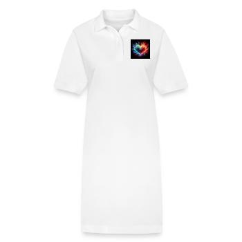 Fire burst heart rainbow - Stanley/Stella PAIGER Organic Women’s Polo Dress - white - Front
