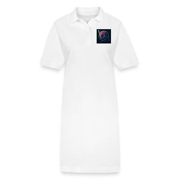 T-Shirt mit einem neonfarbenen Ritter auf dem Hintergrund des Weltraums - Stanley/Stella Frauen Bio-Polokleid PAIGER - Weiß - Vorne