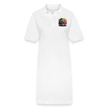 Grenouille psychédélique aux champignons - Robe polo bio PAIGER Stanley/Stella Femme - blanc - Devant