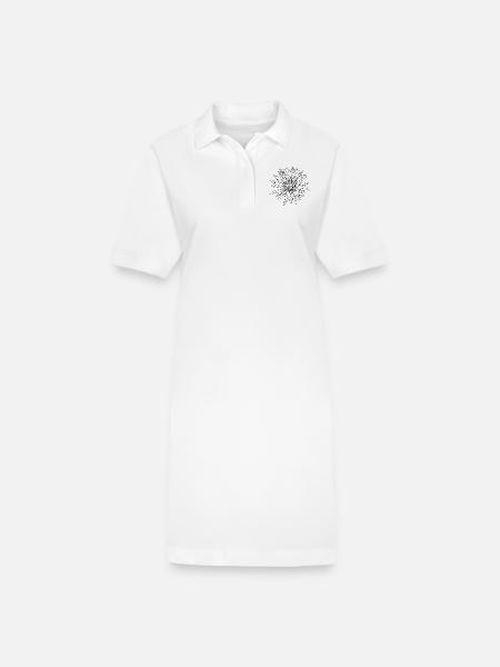 Herbstblume Dahlie - Stanley/Stella Frauen Bio-Polokleid PAIGER - Weiß