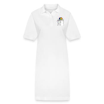 portrait d'un chat à casquette hélice - Robe polo bio PAIGER Stanley/Stella Femme - blanc - Devant