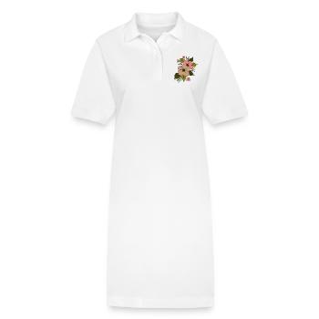Blumige Blüte - Stanley/Stella Frauen Bio-Polokleid PAIGER - Weiß - Vorne