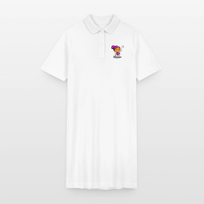 Tassmine enspannt mit einer Tasse Tee oder Kaffee Stanley/Stella Frauen Bio-Polokleid PAIGER