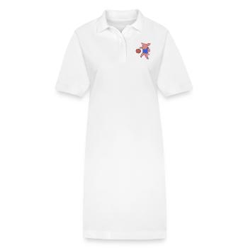 Porc joue au basketball - Robe polo bio PAIGER Stanley/Stella Femme - blanc - Devant