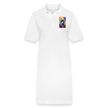Kurzhaarige Hauskatze - Stanley/Stella Frauen Bio-Polokleid PAIGER - Weiß - Vorne