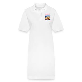 Vue panoramique : Sentier de montagne dans la soirée - Robe polo bio PAIGER Stanley/Stella Femme - blanc - Devant